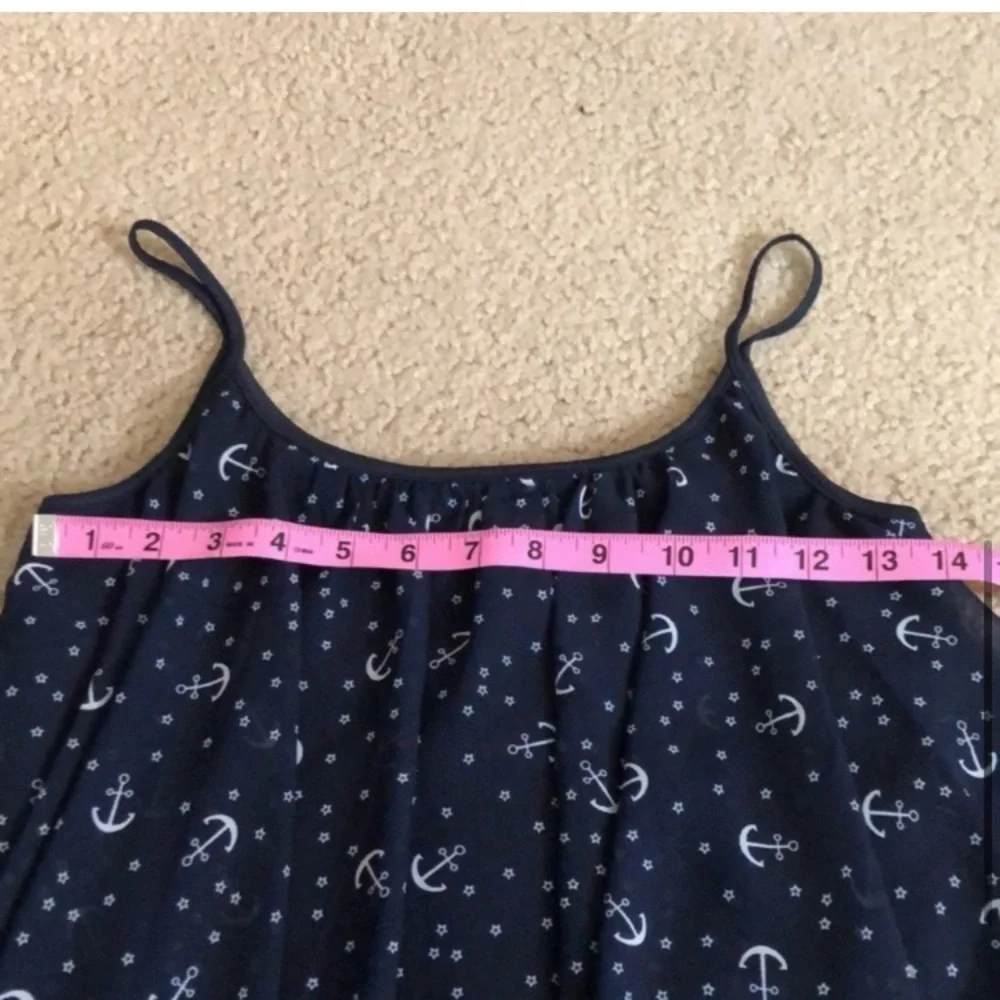 Navy Blue Anchor Print Sleeveless Camisole Summer Tank Top - Picture 4 of 6